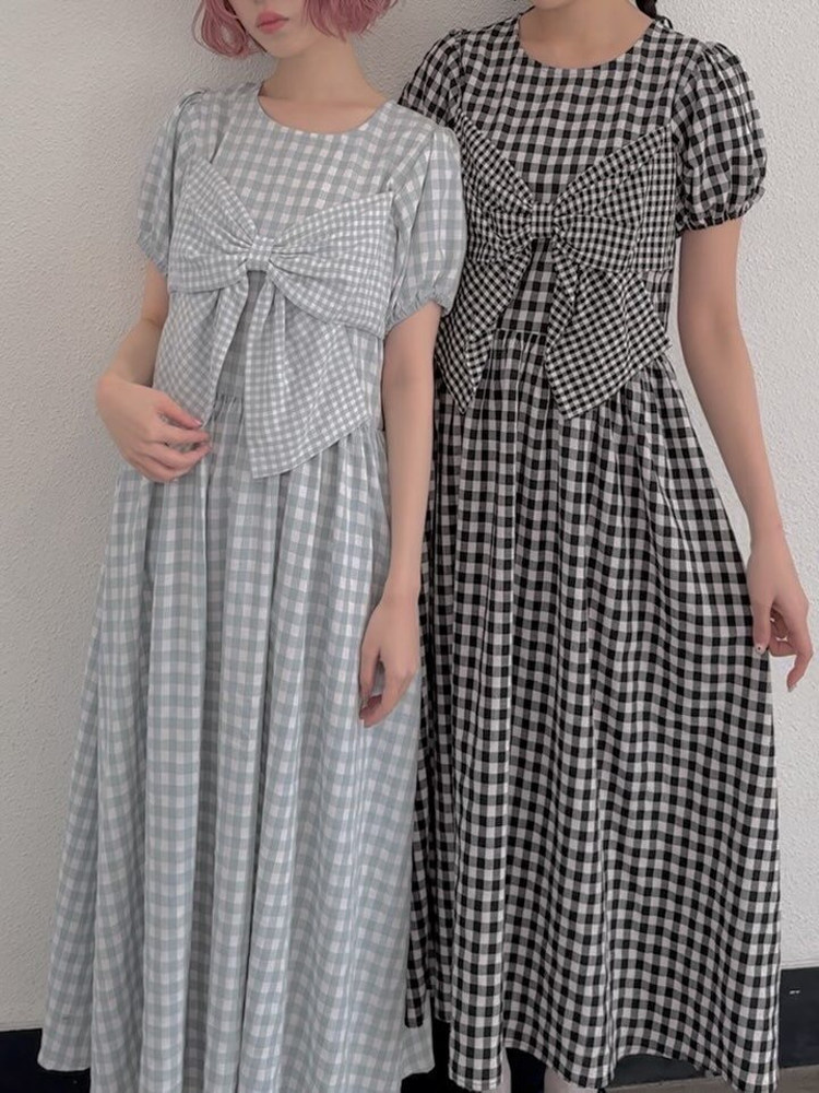 Sweet  Knot Plaid Dress New Ar - Popular Anime Merchandise 评论和价格